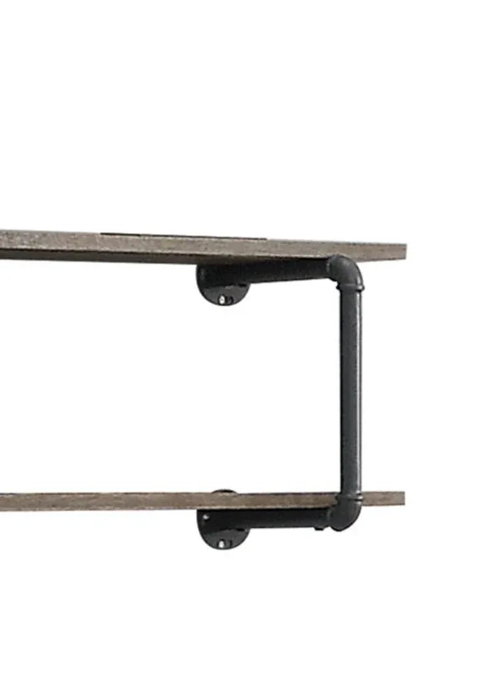 Brantley Oak Metal Synthetic Wood Wall Rack - Omega Lifestyles
