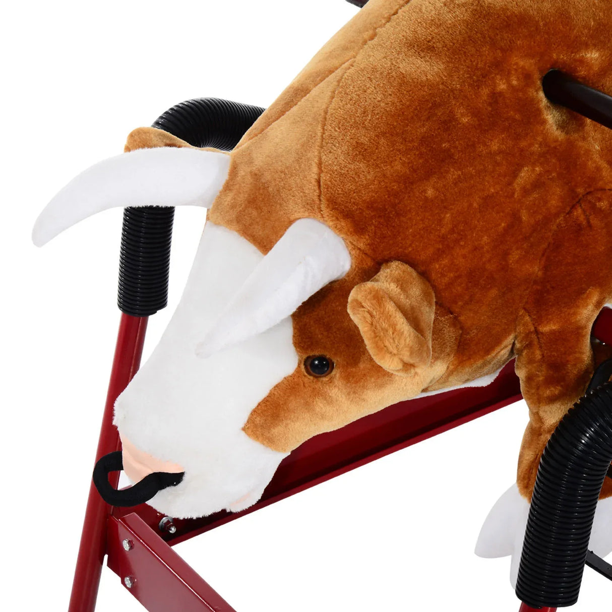 Plush Brown Kids Spring Rocking Bull Toy - Omega Lifestyles