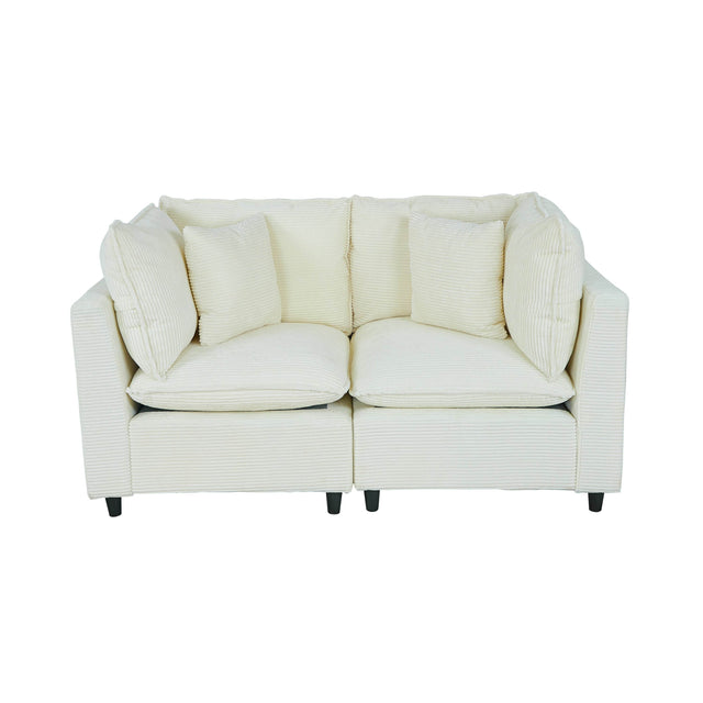 Modular 2-Seater Corduroy Fabric Sectional Sofa - Omega Lifestyles