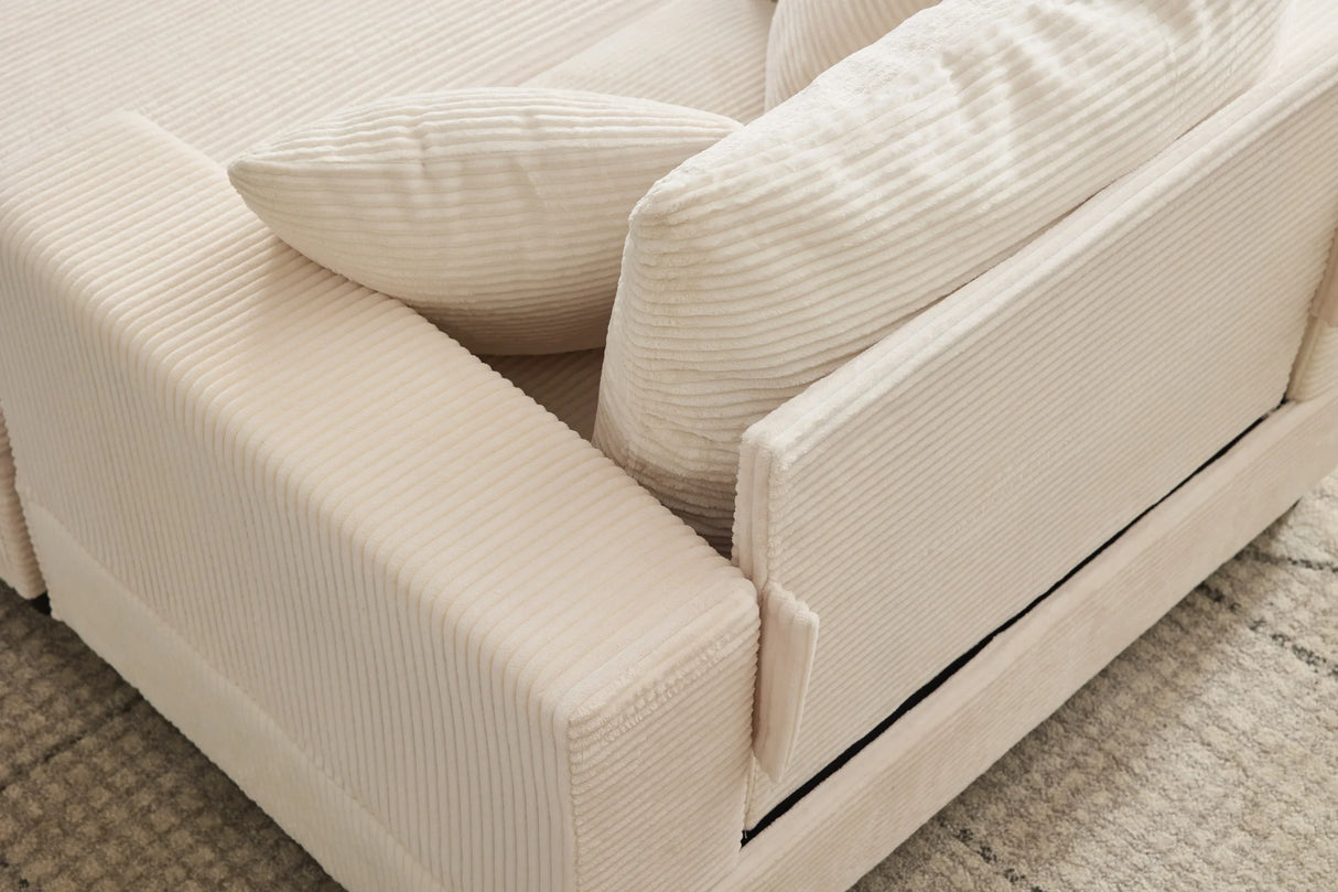 Corduroy Chaise Lounge Chair With Removable Ottoman - Omega Lifestyles