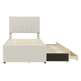 Twin Upholstered Platform Bed With Trundle And Drawers - Omega Lifestyles