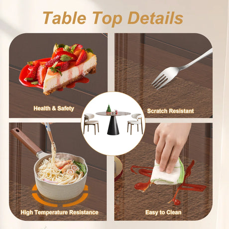 35-Inch Round Tempered Glass Metal Base Dining Table - Omega Lifestyles