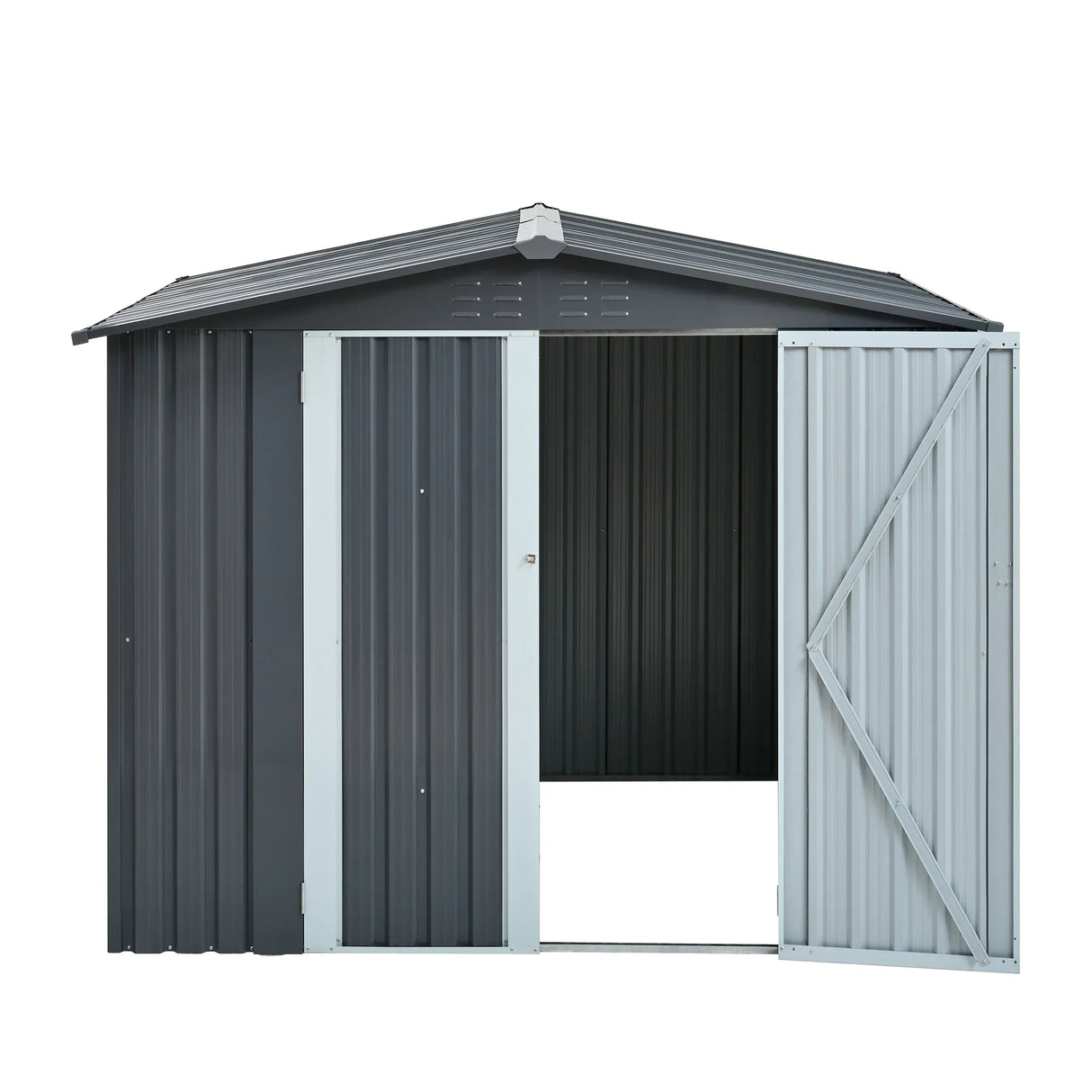 Heavy-Duty Galvanized Steel 6x8ft Outdoor Storage Shed - Omega Lifestyles