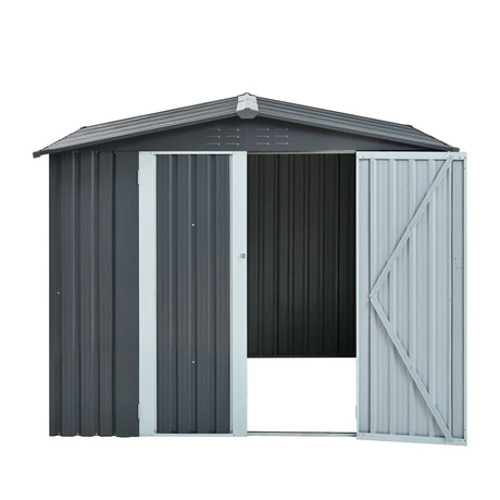 Heavy-Duty Galvanized Steel 6x8ft Outdoor Storage Shed - Omega Lifestyles