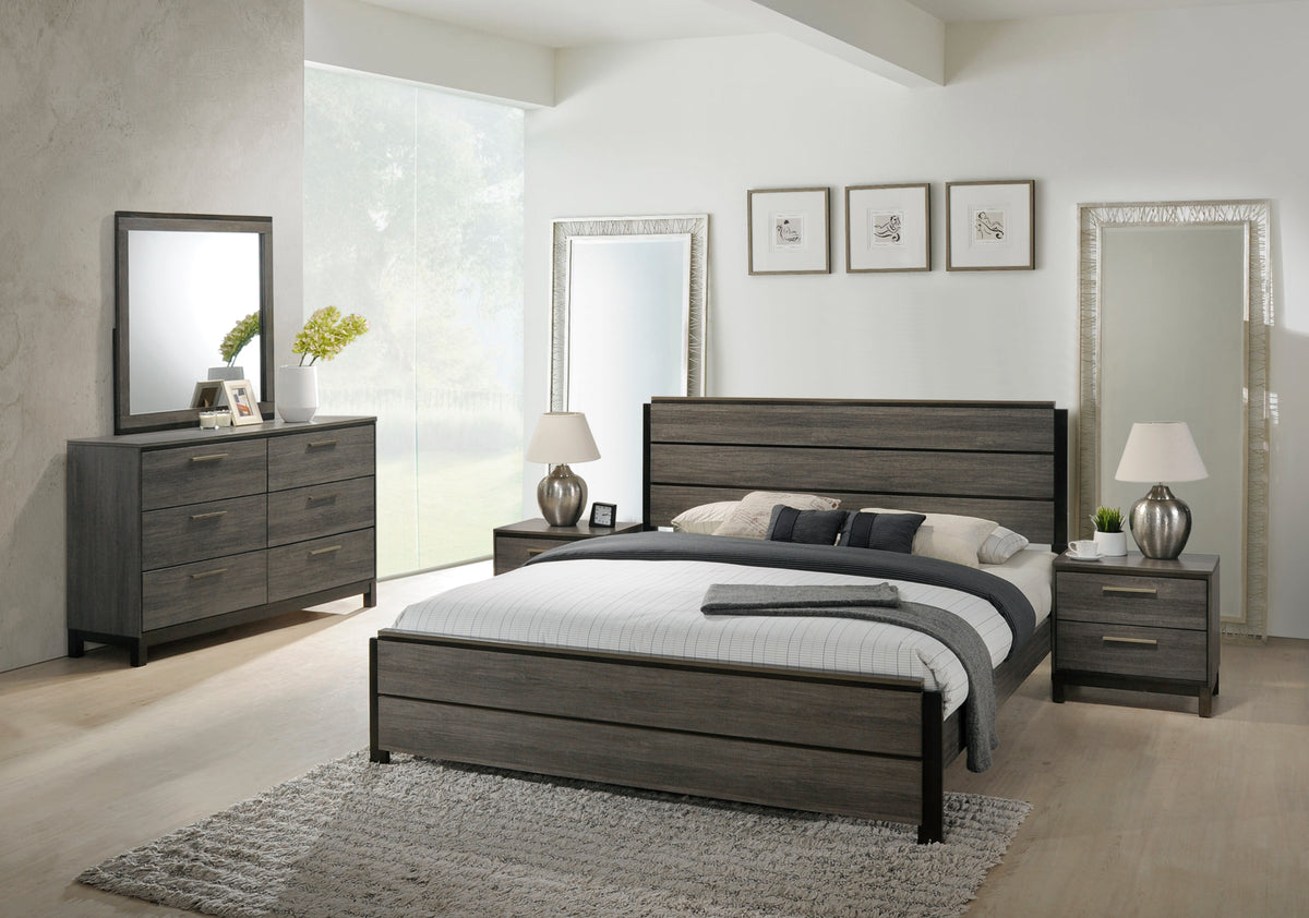 Contemporary Gray Wood 5-Piece King Bedroom Set
