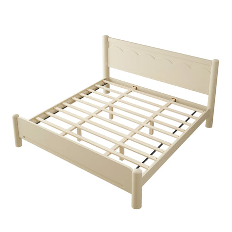 King Solid Wood Platform Bed Frame With Headboard - Omega Lifestyles