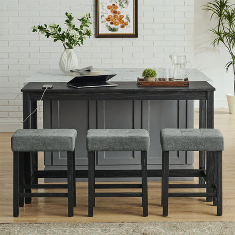 59-Inch Industrial Solid Wood Bar Table And Stools Set - Omega Lifestyles