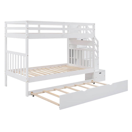 Stairway Twin-Over-Twin Full Bunk Bed With Trundle - Omega Lifestyles