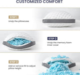 Set of 2 Queen Medium Firm Cooling Gel Memory Foam Pillows - Omega Lifestyles