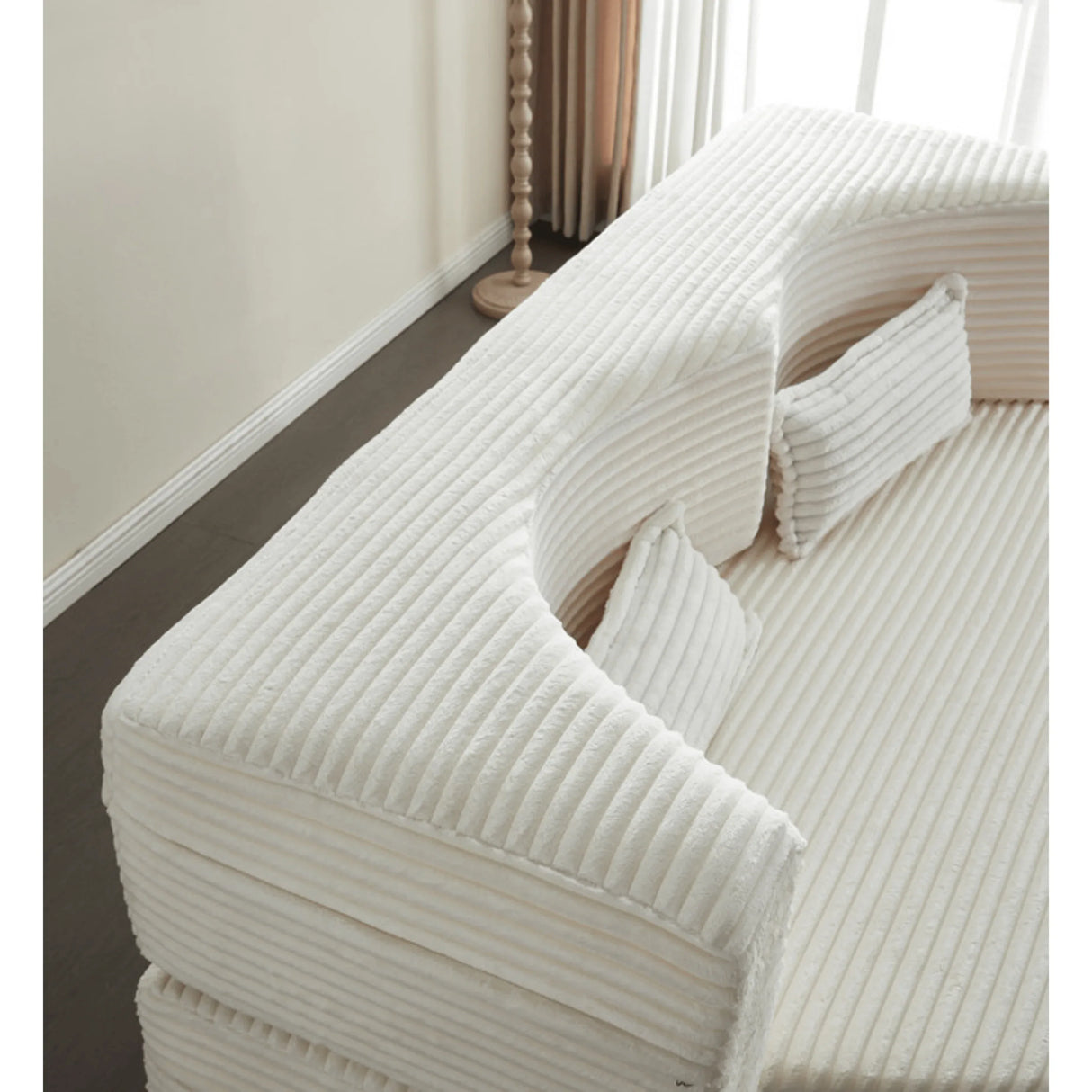 Full Size Plush Corduroy Foam-Filled Folding Sofa Bed With Pillows - Omega Lifestyles