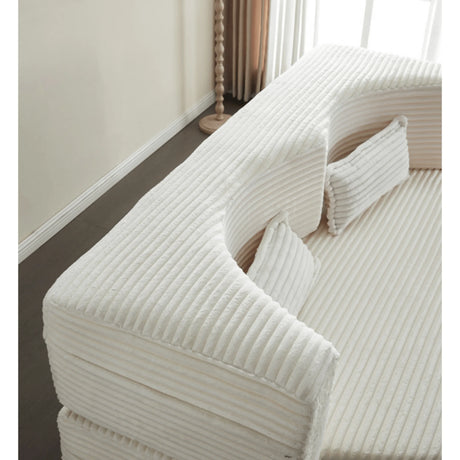 Full Size Plush Corduroy Foam-Filled Folding Sofa Bed With Pillows - Omega Lifestyles