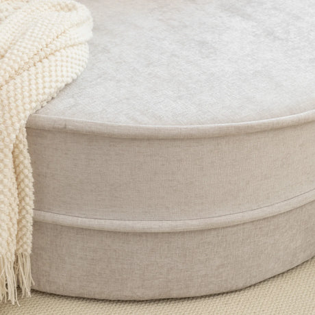 Modern Gray Chenille Barrel Accent Chair With Ottoman - Omega Lifestyles