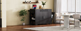 Fluted Rubber Wood Kitchen Island With Trash Can Cabinet - Omega Lifestyles