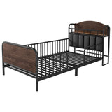 Twin Metal Platform Bed Frame With Upholstered Headboard And LED Light - Omega Lifestyles