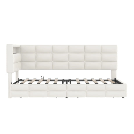 Upholstered Twin Daybed With Storage Drawers And Charging Station - Omega Lifestyles