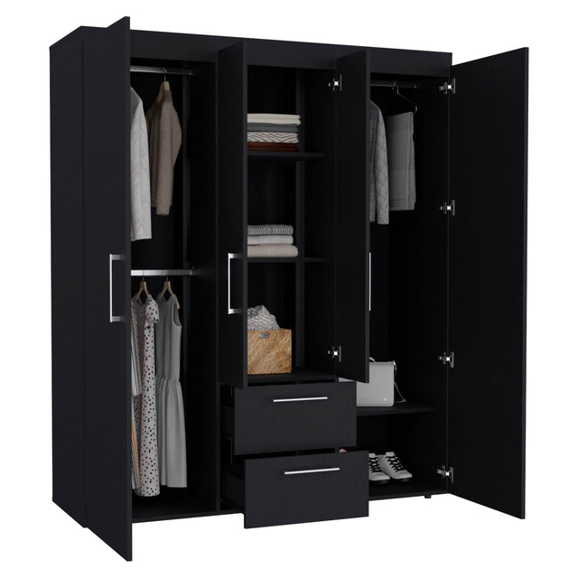 Modern Multi-Section Bedroom Wardrobe With Drawers - Omega Lifestyles