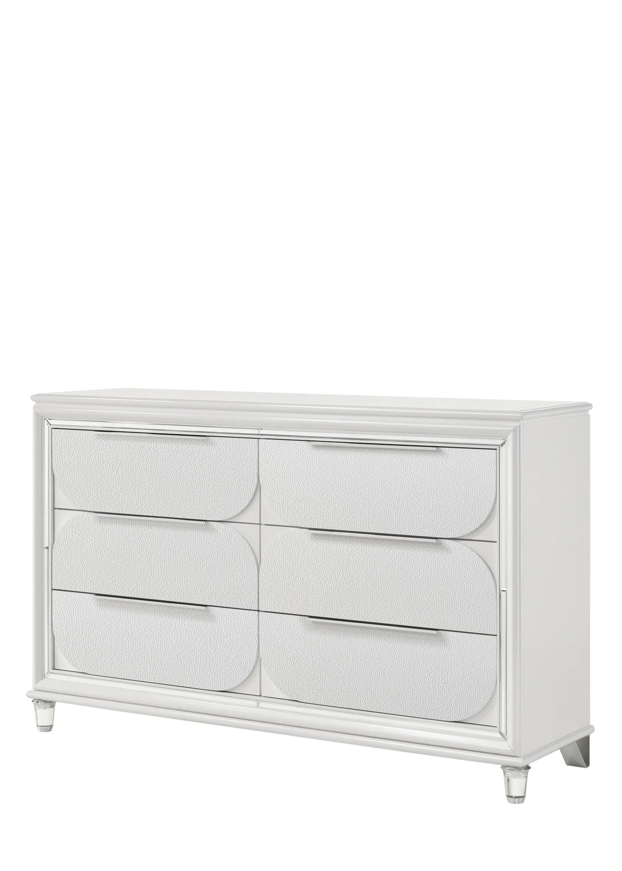 Modern Pearl White Synthetic Wood Dresser With Ample Storage - Omega Lifestyles