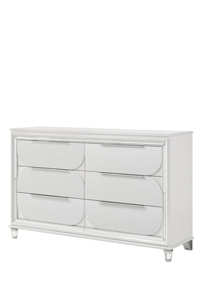 Modern Pearl White Synthetic Wood Dresser With Ample Storage - Omega Lifestyles