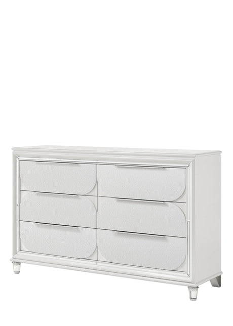 Modern Pearl White Synthetic Wood Dresser With Ample Storage - Omega Lifestyles