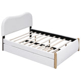 Full Upholstered Platform Bed With Twin Trundle White - Omega Lifestyles