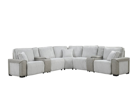 Power Reclining Modern Corduroy Sectional Sofa With Console - Omega Lifestyles