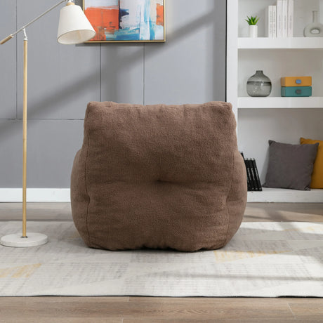 Soft Teddy Fabric Tufted Foam Bean Bag Chair Coffee - Omega Lifestyles