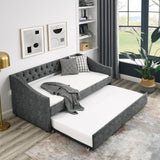 Twin Upholstered Tufted Daybed With Trundle Frame - Omega Lifestyles