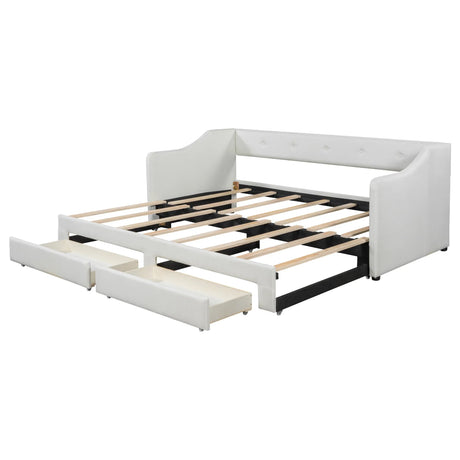 Twin XL Upholstered Daybed With Storage Drawers and Trundle - Omega Lifestyles