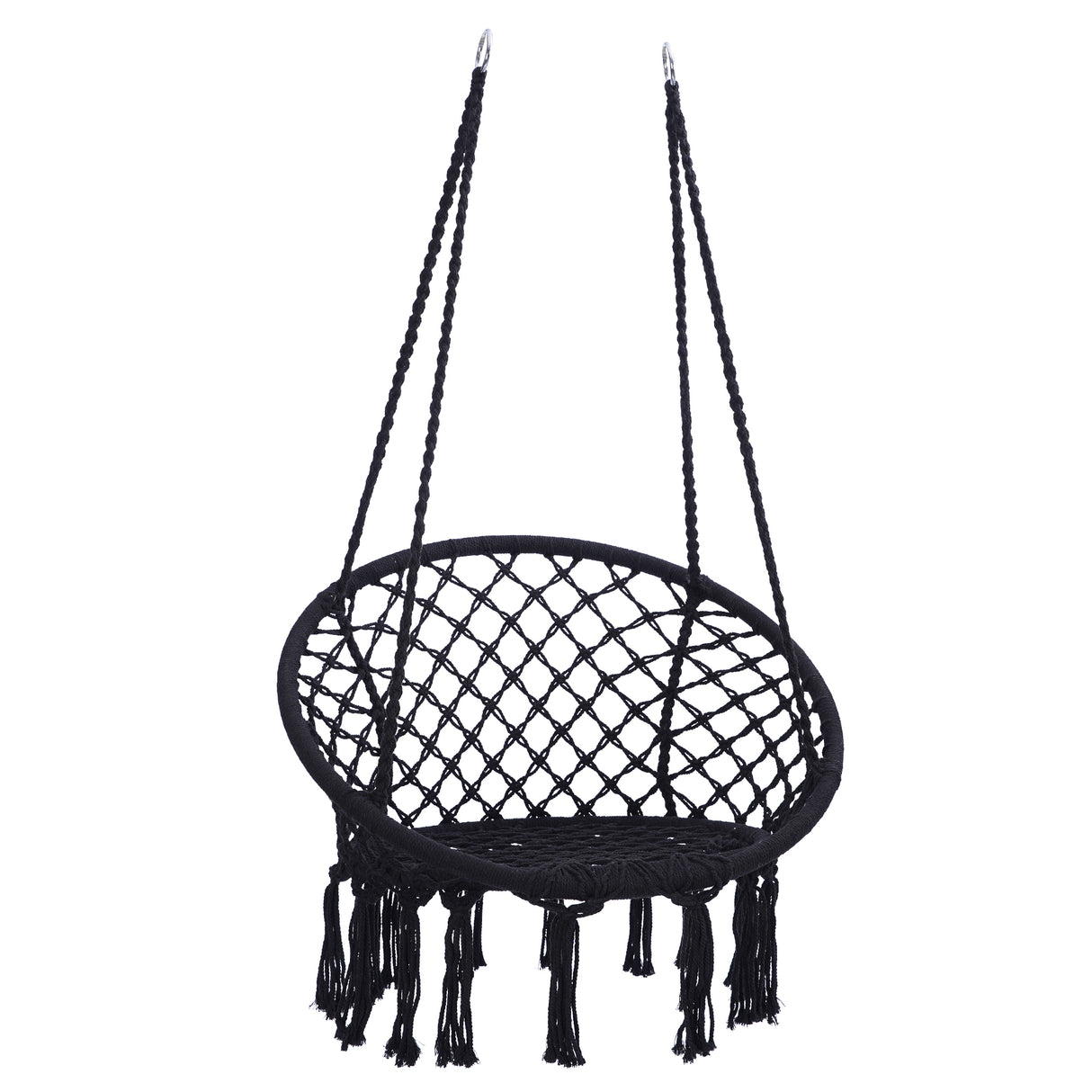 Black Macrame Cotton Rope Hanging Hammock Chair