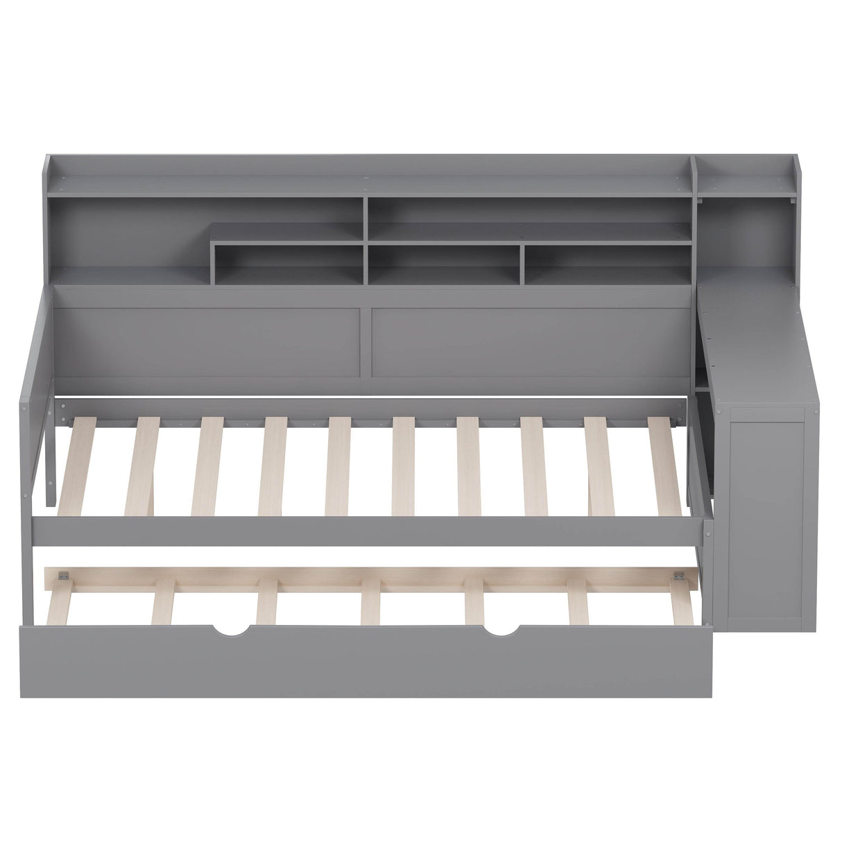 Multi-Functional Wooden Bed Frame With Trundle And Desk - Omega Lifestyles