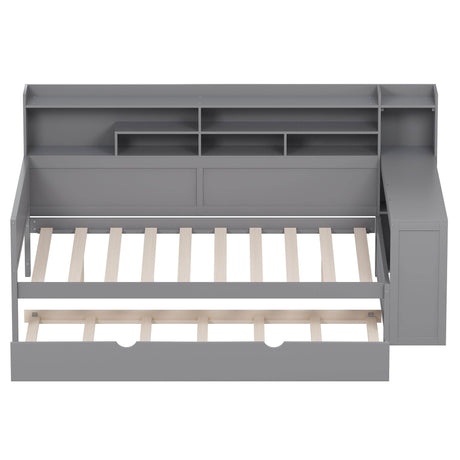 Multi-Functional Wooden Bed Frame With Trundle And Desk - Omega Lifestyles