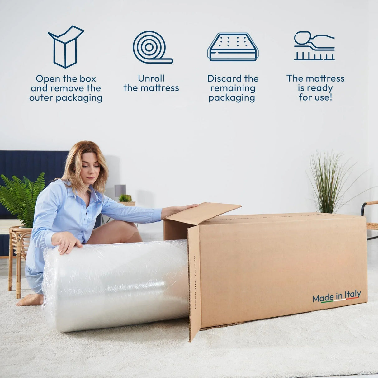 Queen Medium Firm 12-Inch Hybrid Pocket Spring Mattress - Omega Lifestyles