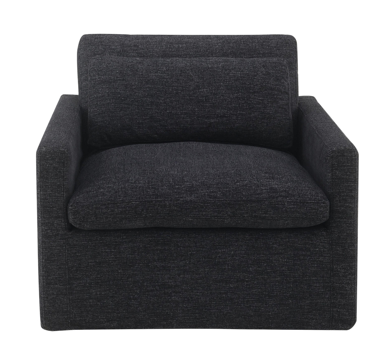 Dark Gray Fabric Foam-Filled Swivel Chair With Toss Pillow - Omega Lifestyles