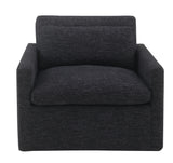 Dark Gray Fabric Foam-Filled Swivel Chair With Toss Pillow - Omega Lifestyles
