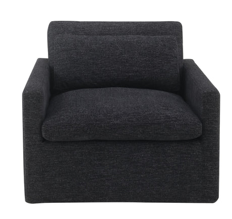 Dark Gray Fabric Foam-Filled Swivel Chair With Toss Pillow - Omega Lifestyles