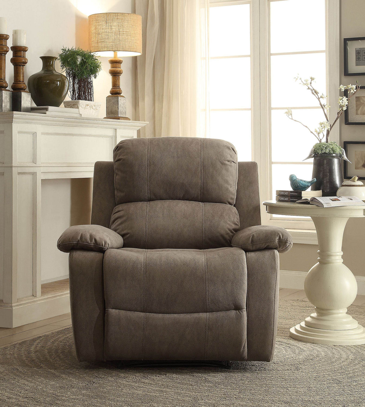 Grey Microfiber Memory Foam Manual Recliner Chair - Omega Lifestyles