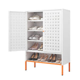 Modern White Metal Adjustable Shelf Shoe Cabinet - Omega Lifestyles