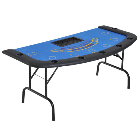 Foldable Half-Shape Blackjack Poker Table With Cup Holders - Omega Lifestyles