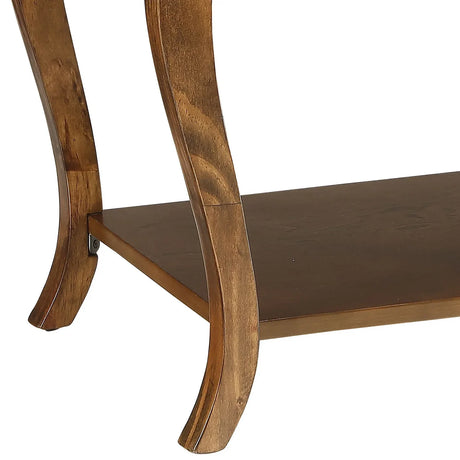 Walnut Finish Square Leg Accent Table With Storage Shelves - Omega Lifestyles