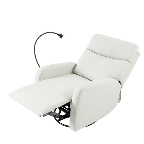 Modern Light Gray PU Rocking Recliner Chair With Footrest - Omega Lifestyles