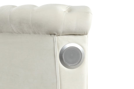 Modern Velvet Upholstered Queen Bed Frame With USB Charger - Omega Lifestyles