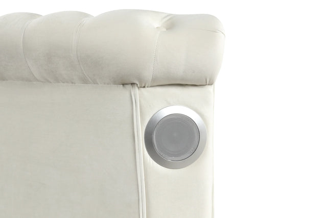 Modern Velvet Upholstered Queen Bed Frame With USB Charger - Omega Lifestyles