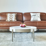 Modern Round Ceramic Top Coffee Table With Storage Drawers - Omega Lifestyles