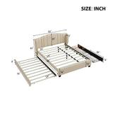 Queen Upholstered Platform Bed With Wingback Headboard Trundle - Omega Lifestyles