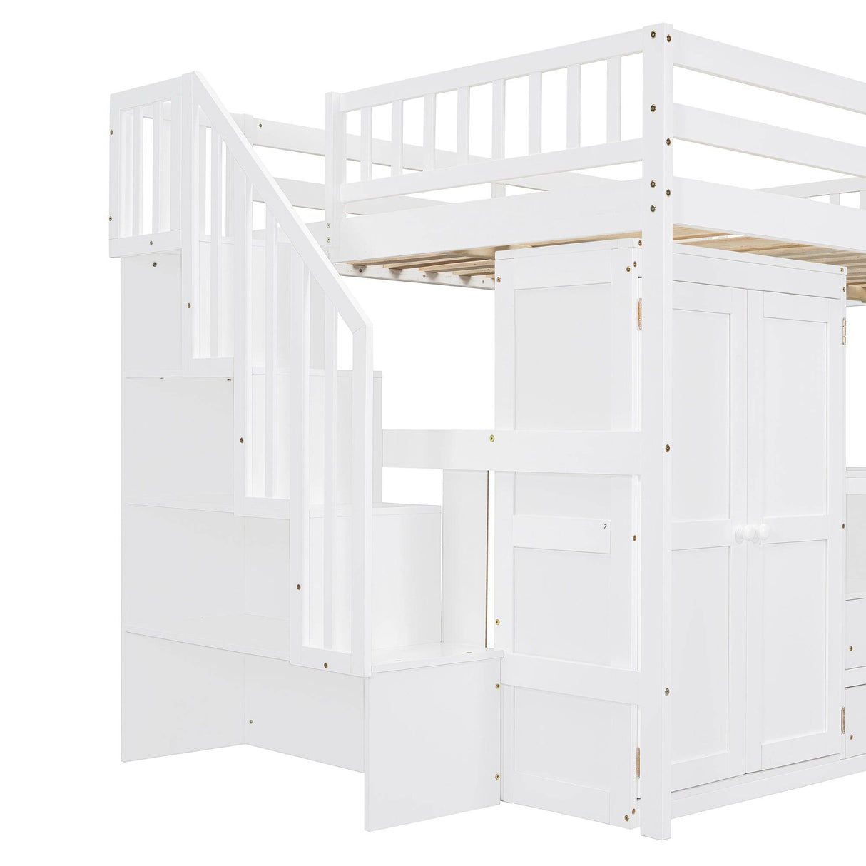 Full Full Size Loft Bed With Stairs Desk And Storage - Omega Lifestyles