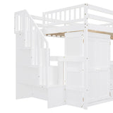 Full Full Size Loft Bed With Stairs Desk And Storage - Omega Lifestyles