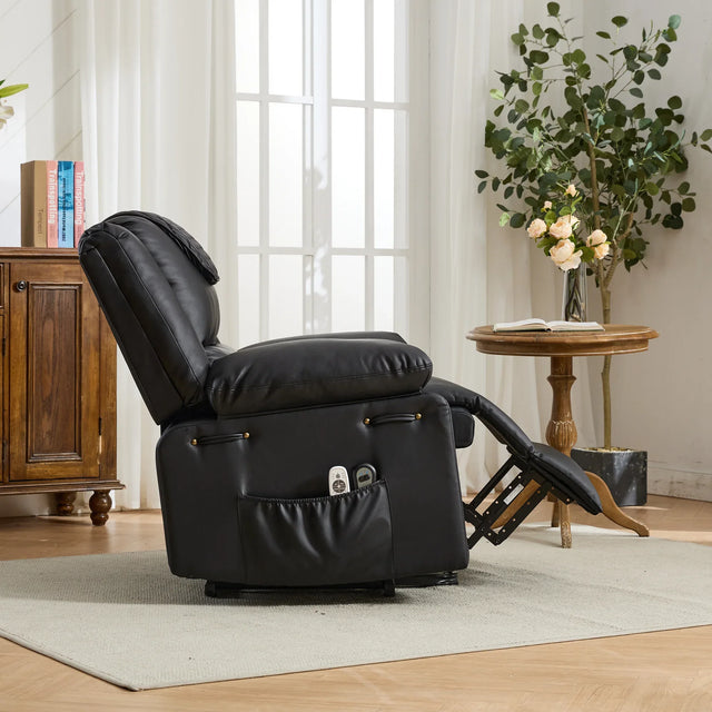 Medium-Firm Remote-Controlled Heating Massage Recliner PU Leather - Omega Lifestyles