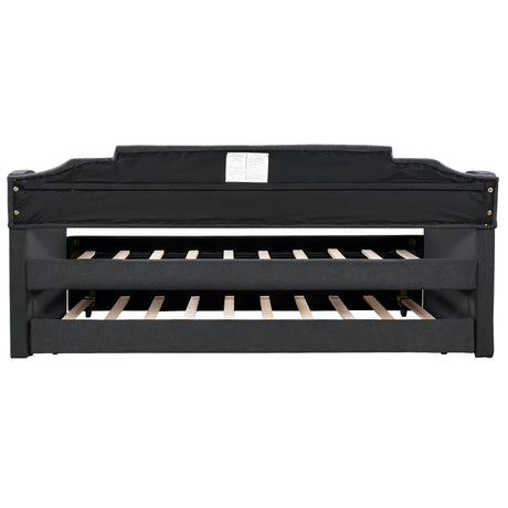 Upholstered Twin Daybed With Wheeled Trundle - Omega Lifestyles