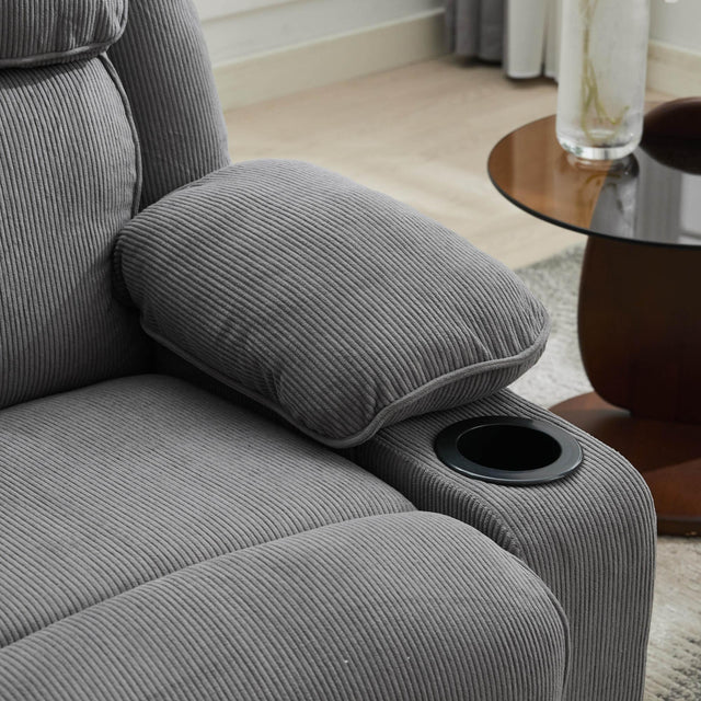 Medium-Firm Corduroy Remote-Controlled Heating Massage Recliner - Omega Lifestyles