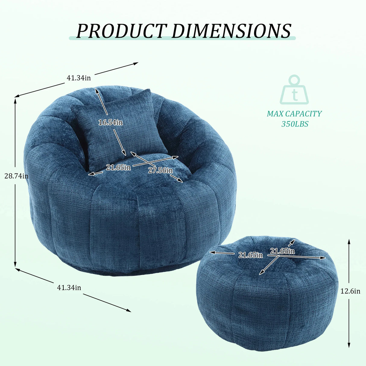 Chenille Foam Filled Ergonomic Round Chair With Ottoman - Omega Lifestyles
